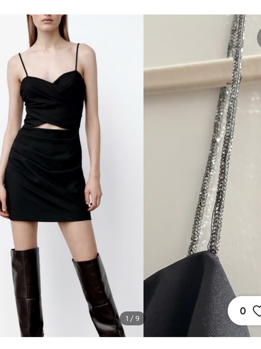 Zara Black Spaghetti-Strap Cutout Mini Dress